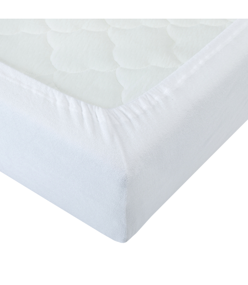 Kummiga voodilina „White Terry sheet“. Kummiga voodilinad