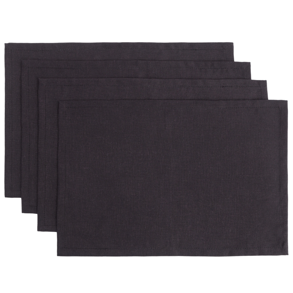 Lauamatt „Linen black“ 4 tk.. Linased laudlinad, 30x45 cm