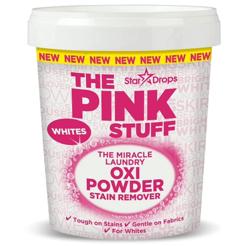 Valge pesu plekieemaldaja "The Pink Stuff powder whites". Puhastusained. Tõhus plekieemaldaja the pink stuff, mis on mõeldud valge pesu jaoks.