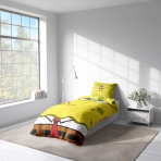 Laste voodipesu komplekt "Happy Sponge". Laste voodipesu, 140x200 cm. Elavat kollast voodipesu komplekt, millel on silmapaistev spongebob squarepantsi kujundus.