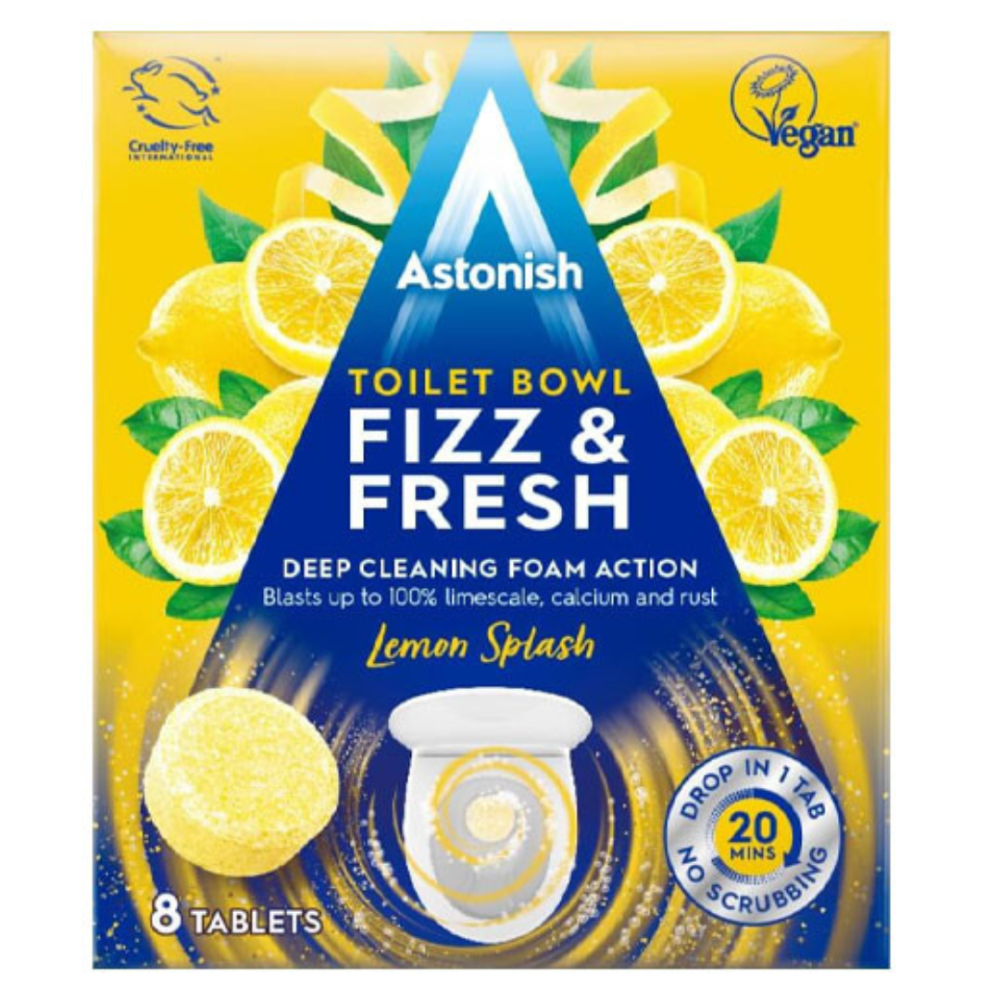 Tualeti puhastustabletid "Lemon splash Astonish". Puhastusained. Tualettabletid sidruni lõhnaga, tagavad värskuse ja puhtuse tualetis.